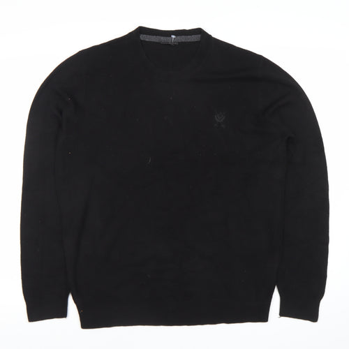 Jeff Banks Men’s Black Medium Pullover Jumper Knit Crew Neck