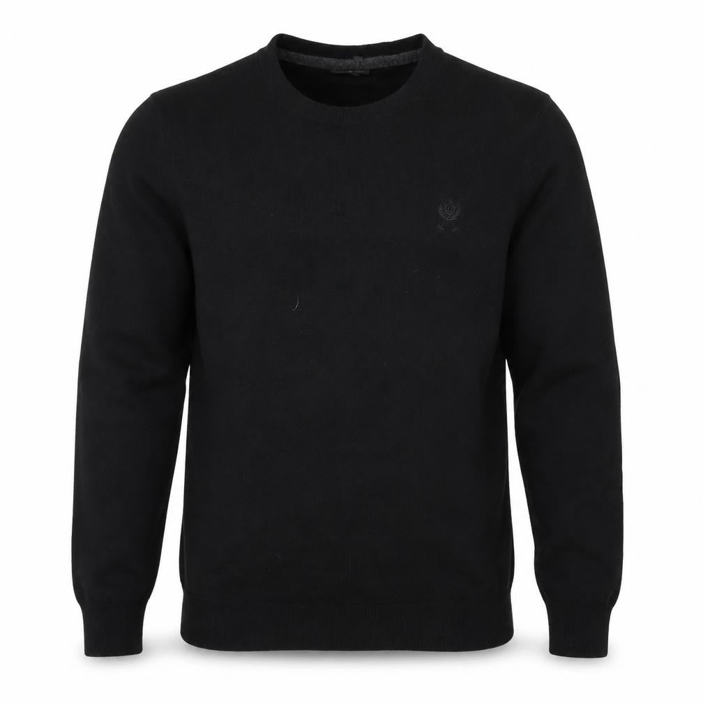 Front view of Jeff Banks Men’s Black Medium jumper Knit Crew Neck