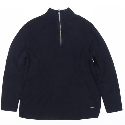 Zara Boys Blue Cotton Knit Half Zip Sweatshirt Jumper 10 Years