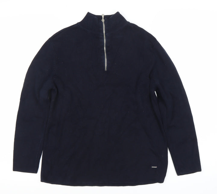 Zara Boys Blue Cotton Knit Half Zip Sweatshirt Jumper 10 Years