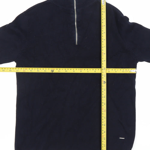 Zara Boys Blue Cotton Knit Half Zip Sweatshirt Jumper 10 Years
