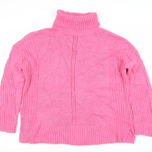 Wallis Petite Womens Pink Roll Neck Jumper Size 10 Cotton Knit