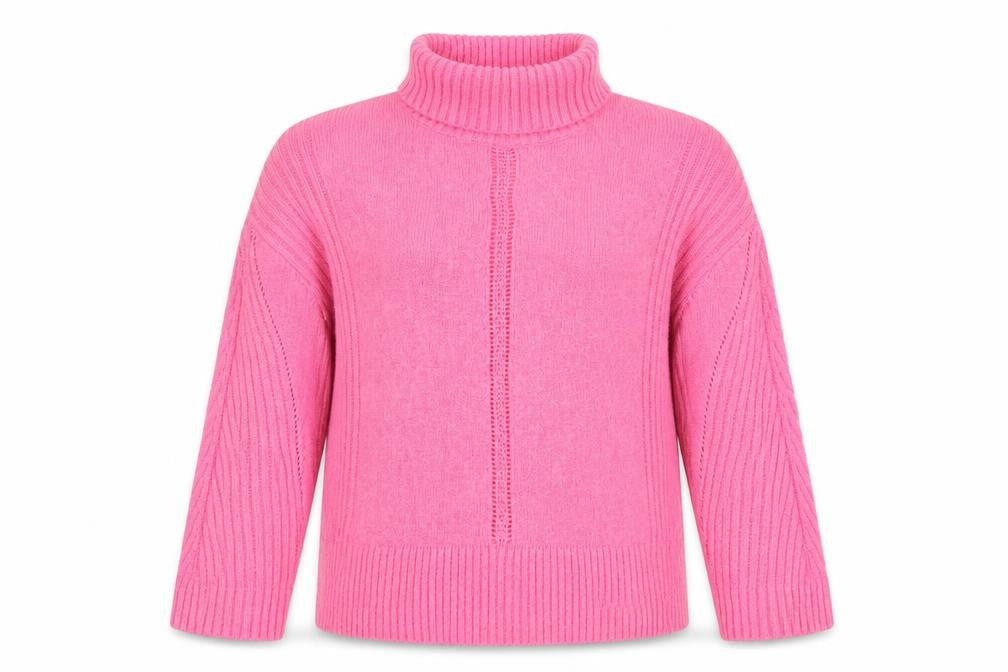 Wallis Petite Womens Pink Roll Neck Jumper Size 10 Cotton Knit