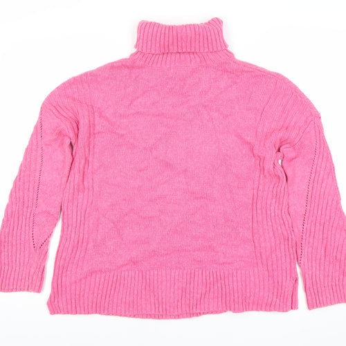 Wallis Petite Womens Pink Roll Neck Jumper Size 10 Cotton Knit