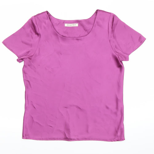 Jacques Vert Women's Pink Size 12 Satin Blouse Scoop Neck