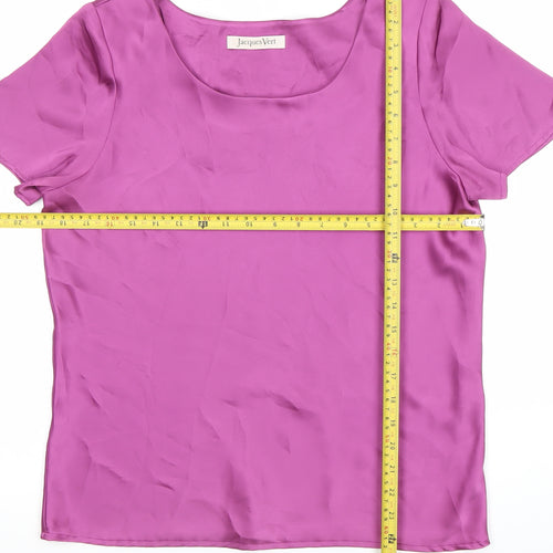 Jacques Vert Women's Pink Size 12 Satin Blouse Scoop Neck