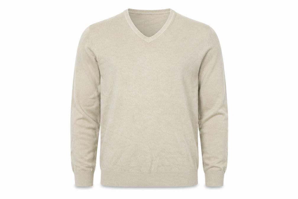 Front view of Marks & Spencer Men’s Beige V-Neck jumper M