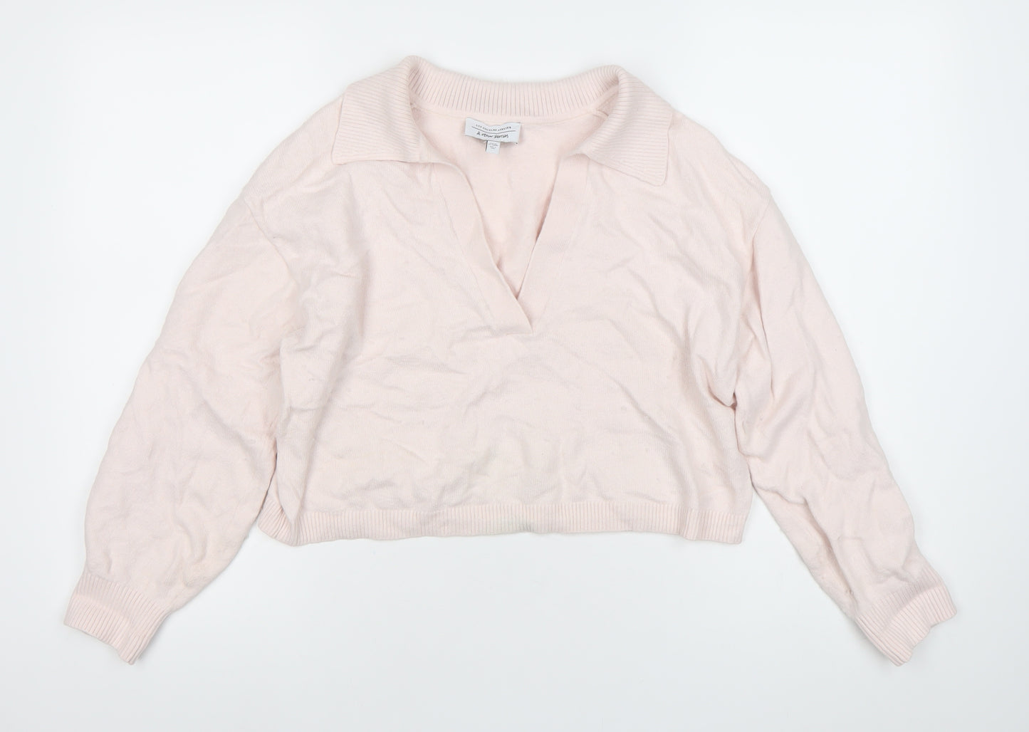 Patron Saints Women’s Pink XS Collared V-Neck Pullover Jumper