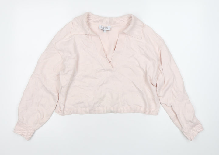 Patron Saints Women’s Pink XS Collared V-Neck Pullover Jumper