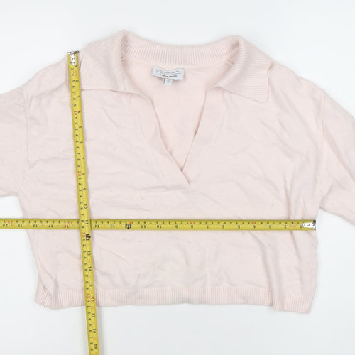 Patron Saints Women’s Pink XS Collared V-Neck Pullover Jumper