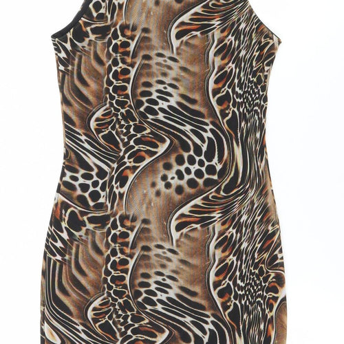 I Saw It First Womens Brown Animal Print Bodycon Dress Size 8