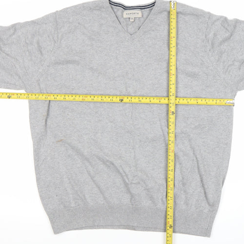 Haworth Mens Grey 2XL V-Neck Cotton Pullover Jumper