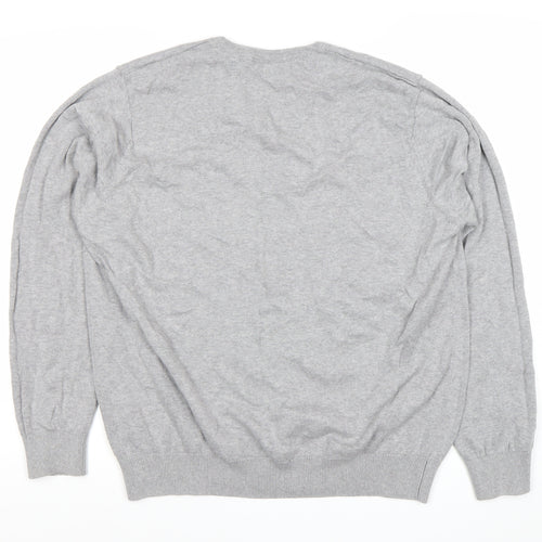 Haworth Mens Grey 2XL V-Neck Cotton Pullover Jumper