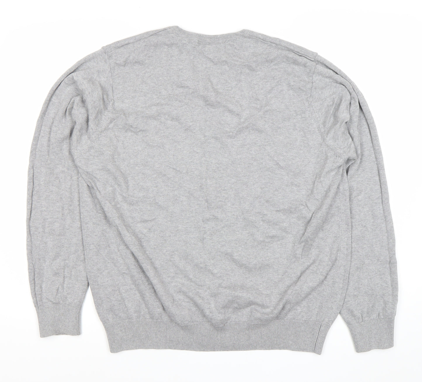 Haworth Mens Grey 2XL V-Neck Cotton Pullover Jumper