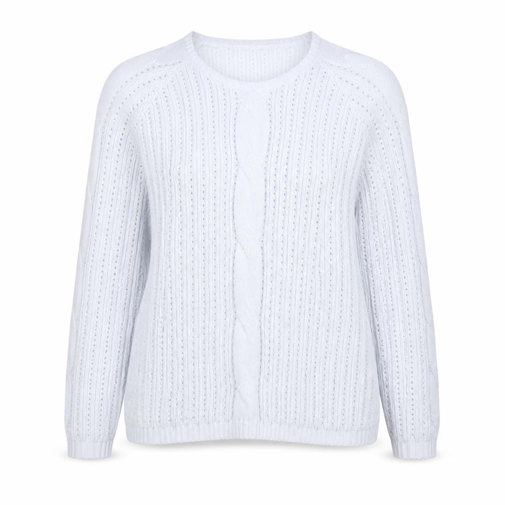 Front view of Damart Women’s Blue Scoop Neck Open-Knit jumper, size L