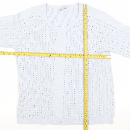 Damart Women’s Blue Scoop Neck Open-Knit Pullover Jumper Size L