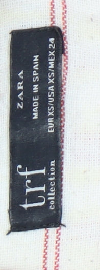 Zara Women White Red Striped Wrap Midi Skirt XS Boho Summer