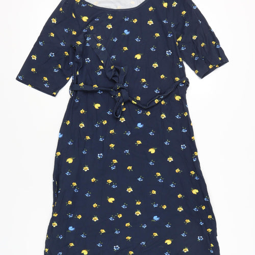 Cotton Traders Women's Navy Floral Knee Length Fit & Flare Dress Size 12