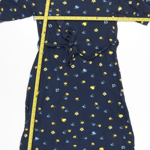 Cotton Traders Women's Navy Floral Knee Length Fit & Flare Dress Size 12
