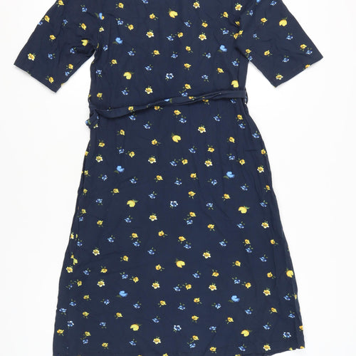 Cotton Traders Women's Navy Floral Knee Length Fit & Flare Dress Size 12
