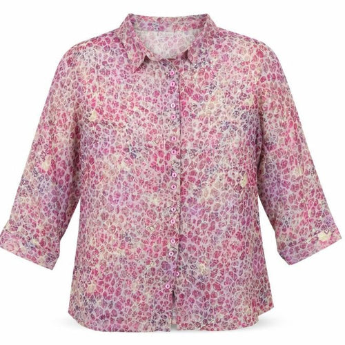 Damart Womens Multicoloured Floral Button-Up Shirt Size 18 3/4 Sleeve Tunic