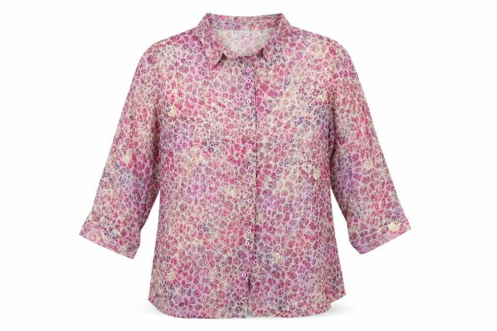 Damart Womens Multicoloured Floral Button-Up Shirt Size 18 3/4 Sleeve Tunic