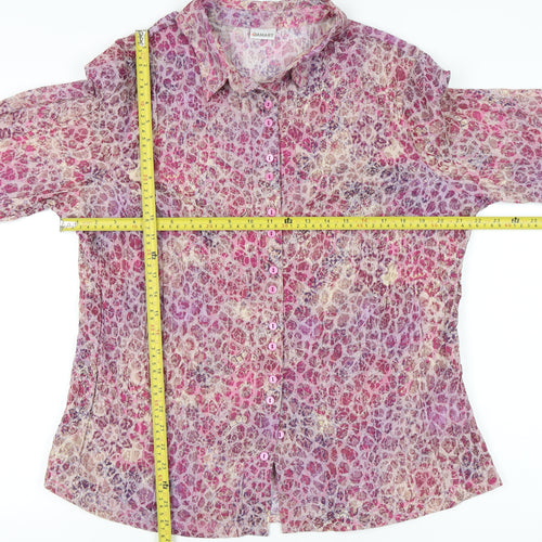 Damart Womens Multicoloured Floral Button-Up Shirt Size 18 3/4 Sleeve Tunic