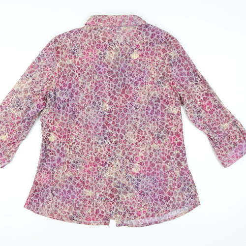 Damart Womens Multicoloured Floral Button-Up Shirt Size 18 3/4 Sleeve Tunic