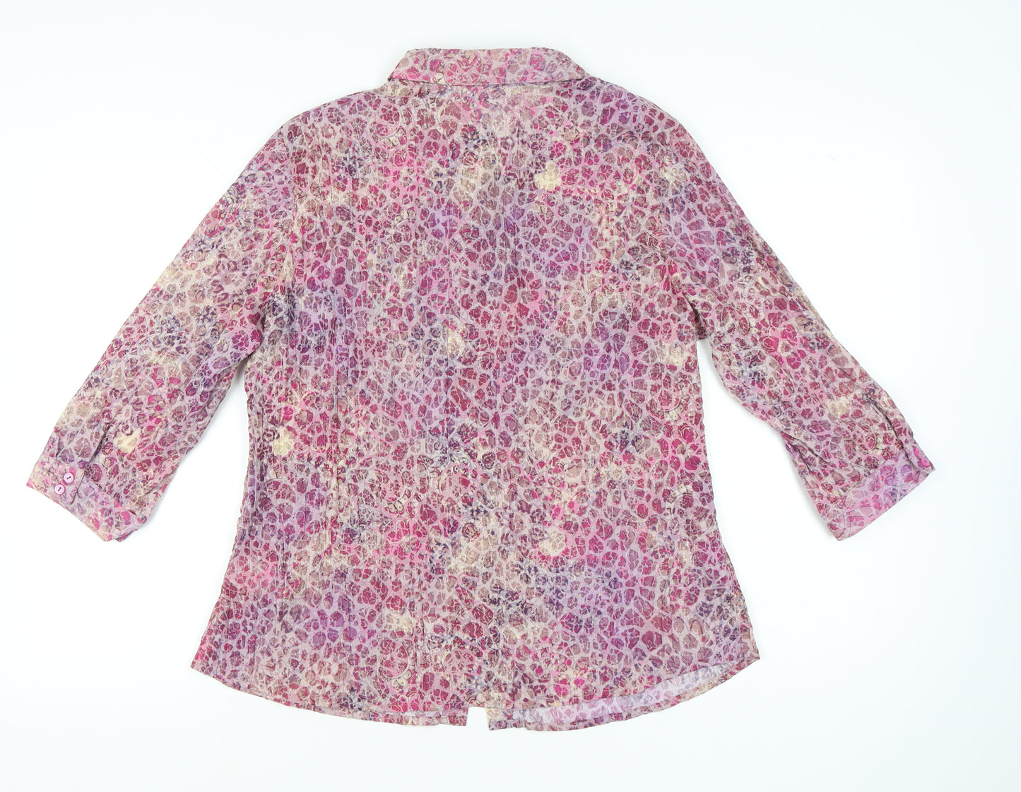 Damart Womens Multicoloured Floral Button-Up Shirt Size 18 3/4 Sleeve Tunic