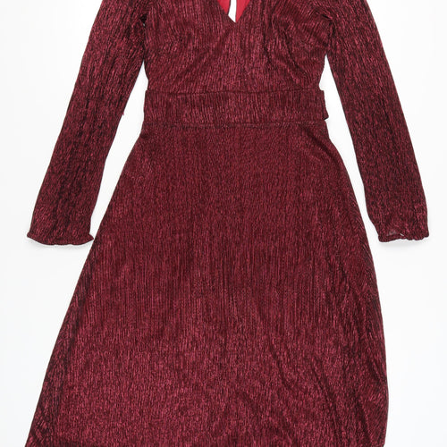 Début Women’s Red Metallic Knee Length A-Line Dress Size 8