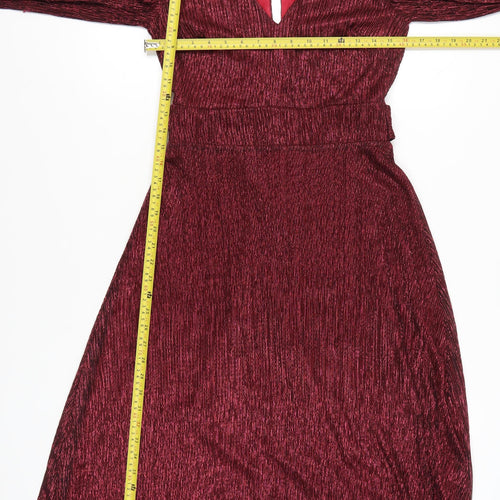 Début Women’s Red Metallic Knee Length A-Line Dress Size 8