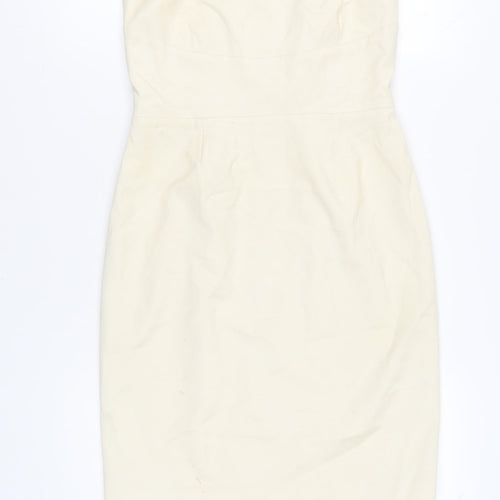 Coast Women Ivory Sheath Dress Size 12 Sleeveless Formal Wedding