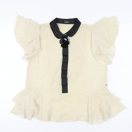 By Malene Birger Women’s Ivory Silk Blouse Size 6 Ruffle Detail