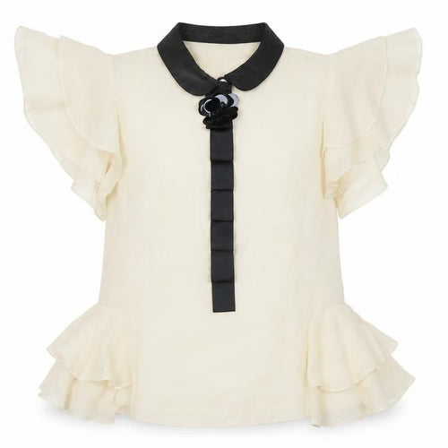 By Malene Birger Women’s Ivory Silk Blouse Size 6 Ruffle Detail
