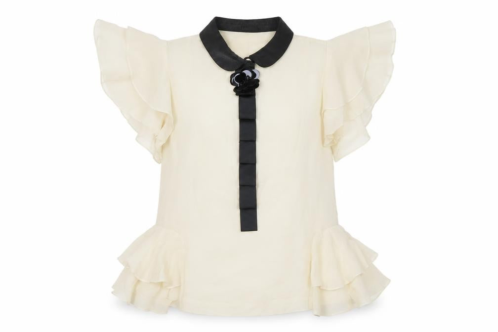By Malene Birger Women’s Ivory Silk Blouse Size 6 Ruffle Detail