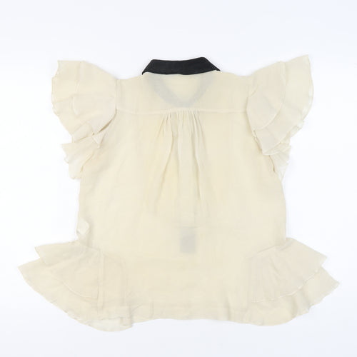 By Malene Birger Women’s Ivory Silk Blouse Size 6 Ruffle Detail