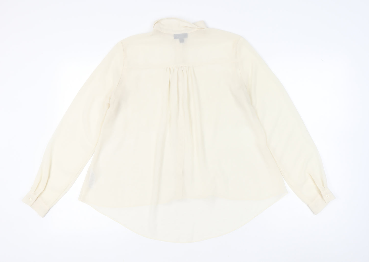 Topshop Women Ivory Lace Panel Long Sleeve Collared Blouse Size 10