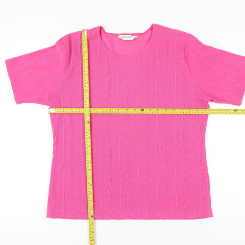 Bonmarché Women’s Pink Short Sleeve T-Shirt Top L Polyester