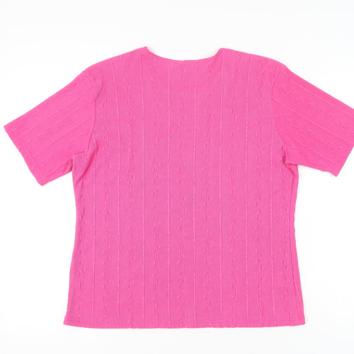 Bonmarché Women’s Pink Short Sleeve T-Shirt Top L Polyester