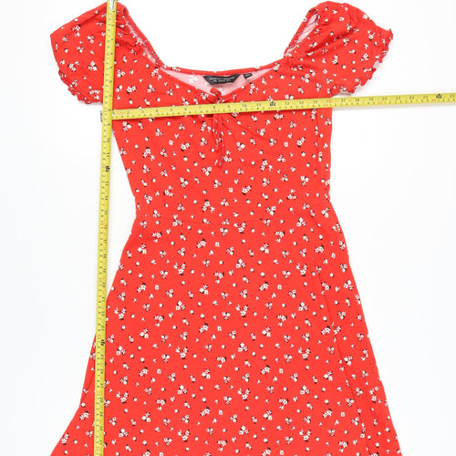 Dorothy Perkins Women Red Floral A-Line Scoop Neck Dress UK 12