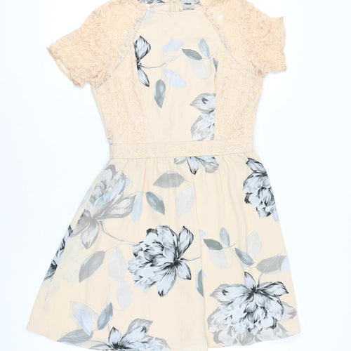 ASOS Women’s Beige Floral Lace Fit & Flare Dress UK 10