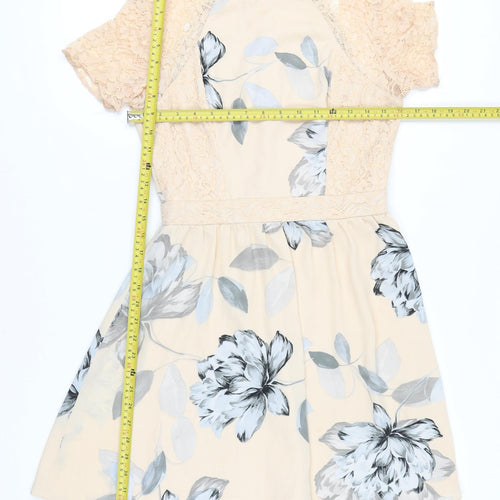 ASOS Women’s Beige Floral Lace Fit & Flare Dress UK 10