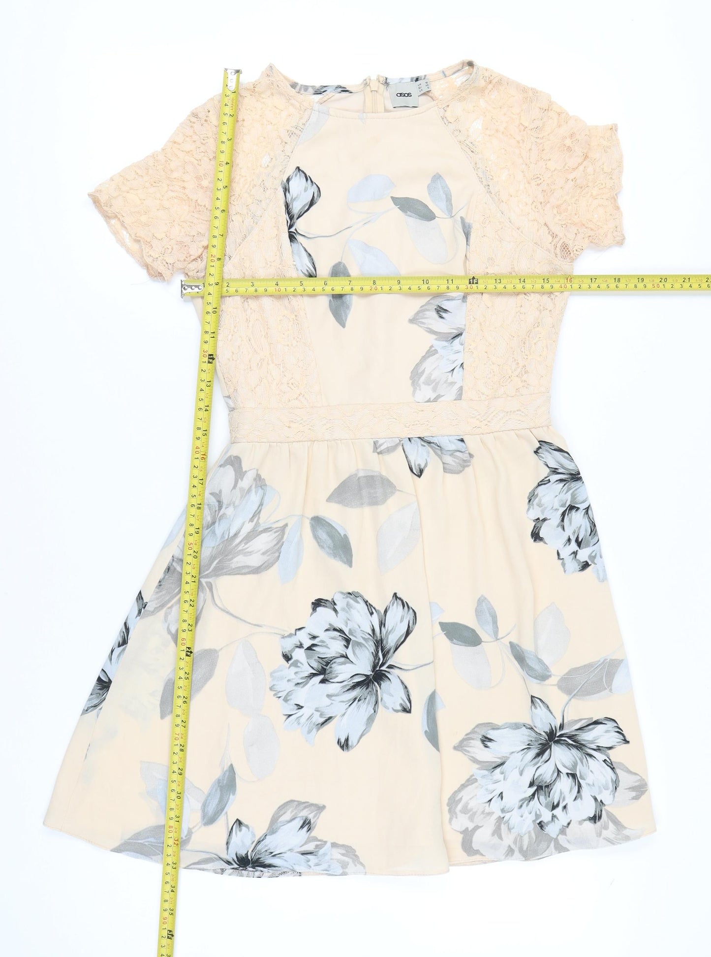 ASOS Women’s Beige Floral Lace Fit & Flare Dress UK 10