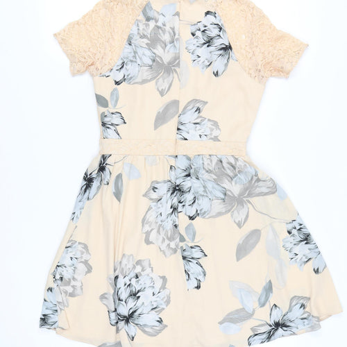 ASOS Women’s Beige Floral Lace Fit & Flare Dress UK 10