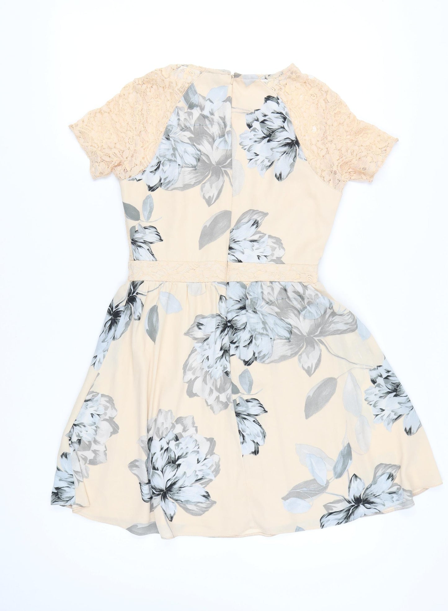 ASOS Women’s Beige Floral Lace Fit & Flare Dress UK 10