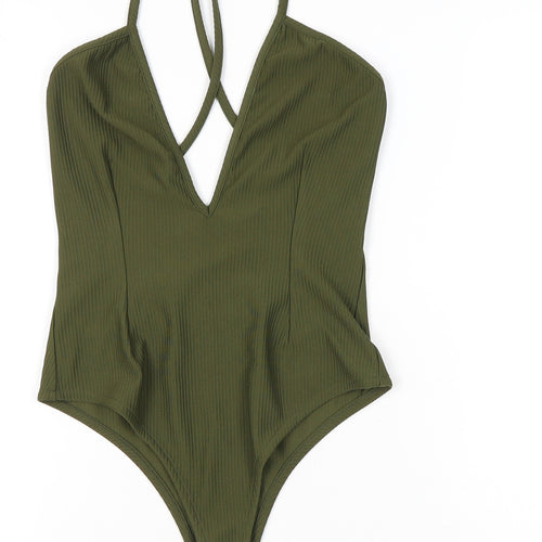 Mistress Rocks Women Green M Bodysuit One-Piece Sleeveless V-Neck