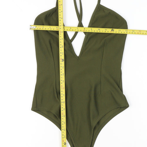 Mistress Rocks Women Green M Bodysuit One-Piece Sleeveless V-Neck