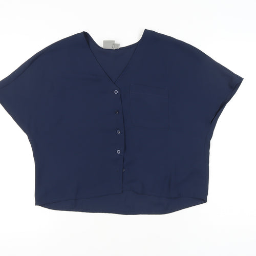 ASOS Women’s Blue Cropped V-Neck Blouse UK 4 Short Sleeve