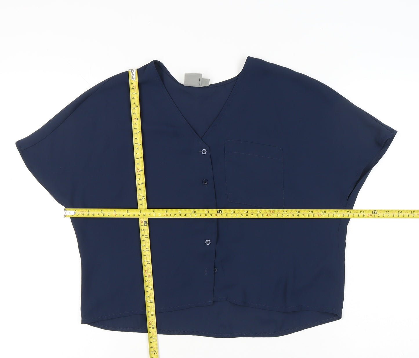 ASOS Women’s Blue Cropped V-Neck Blouse UK 4 Short Sleeve
