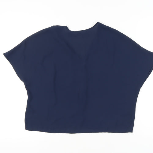 ASOS Women’s Blue Cropped V-Neck Blouse UK 4 Short Sleeve